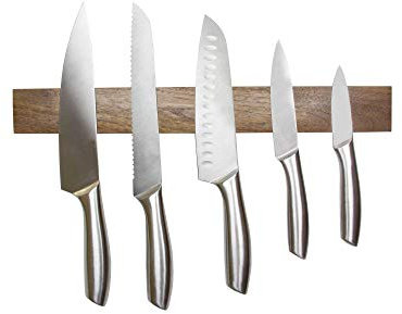 Rack de Couteau en Noyer Magnétique Pour Cuisine, Maison, Garage, Bureau et Hangar