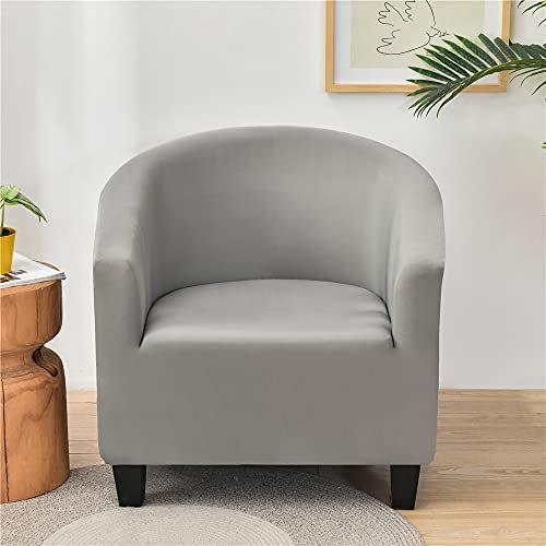 Highdi Einfarbig Sesselschoner Sesselüberwurf mit Elastisch Stretch Husse, Club Chair Schonbezug Sofabezug mit hoher Dehnung Sessel für Clubsessel Cocktailsessel Loungesessel (Silber grau)