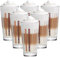 Vitrea 6er Set Latte Macchiato/Kaffee-Gläser - 370ml, 6 Glas Trinkhalme 23 cm, 1 Bürste (6 Siestr Druck 370ml)