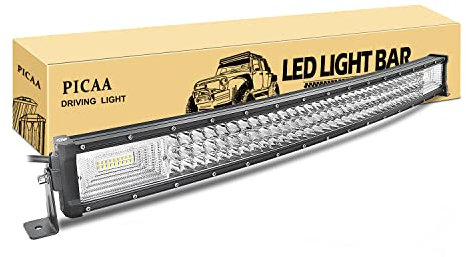 PICAA Led Arbeitsscheinwerfer 32 Zoll 78.5CM 405W Gewolbt Led Lichtbalken 12V 24V Gewolbt DREI Reihen Led Zusatzscheinwerfer Bar LED Arbeit Licht Bar für SUV Offroad ATV UTV Traktor 4x4 Auto