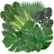 Lot de 100 feuilles de palmier 8 types de feuilles palmier artificielles avec tiges Plante tropicale Feuilles palmier et feuilles monstres Feuilles pour jungle Beach Hawaiian Wedding Party Décoration