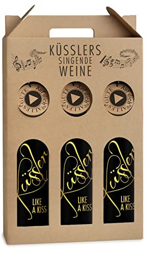 Neu! SINGENDER WEIN zum GEBURTSTAG – 3 x Cuvée weiß mit eigenem Geburtstags-Lied – im nachhaltigen Geschenkkarton - das ideale Weingeschenk!