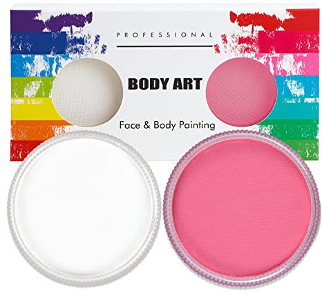 Pintura facial y corporal, 30g x 2 piezas, Set de Maquillaje de Fiesta, Pintura facial para disfraces, Blanco + rosa