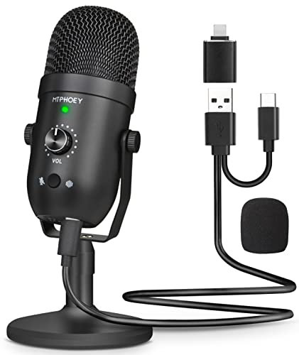 Micrófono USB profesional MTPHOEY para teléfono, micrófono USB profesional para TikTok/PC/Pad/PS4/i*O*S/Android, micrófono de computadora con cancelación de ruido, micrófono Asmr Plug and Play para