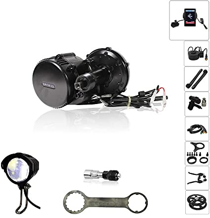 Hallomotor Elektrofahrrad E-Bike 48V 750W 8FUN BBS02B G340 Mittelmotor Umbausatz Kits mit Tretlager 68mm-73mm (850C Farbedisplay + 44T Kettenblatt)