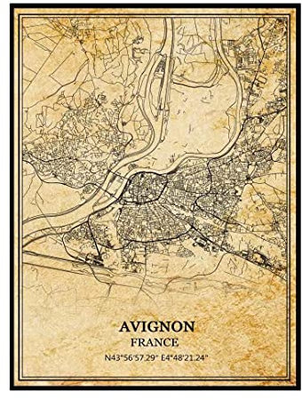 Avignon Frankreich Wandkunst, Vintage-Druck, Poster, Leinwand, Karte, Kunstwerk, Reise, Souvenir, Geschenk, Heimdekoration, ungerahmt 16x20 Zoll