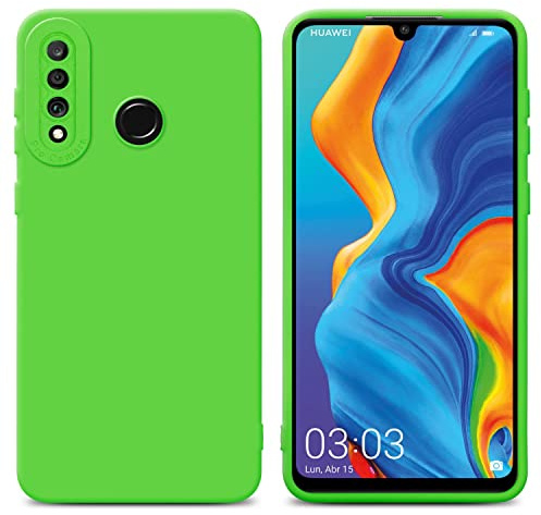 Cadorabo Hülle kompatibel mit Huawei P30 LITE Schutzhülle TPU Silikon Case Liquid Design mit Kameraschutz Slim Kratzfest Weiche Gummi mit Rundumschutz Case Hülle für Huawei P30 LITE in Grün
