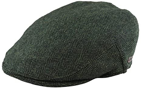 TruClothing.com Herren Flache Kappe Wolle Herringbone Tweed Vintage 1920s Unisex - Olive L
