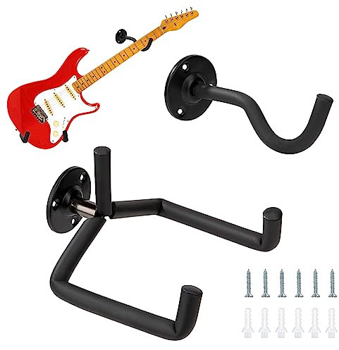TINGJS Supporto per Chitarra da Muro Ganci da Parete per Chitarre con Spugna Protettiva Espositore Per Chitarra Elettrica per Basso Ukulele Banjo Mandolino