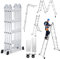 Cecaylie 4x4 Mehrzweckleiter Aluminium, 470 cm Multifunktionsleiter Klappleiter mit 2 Plattform und 2 Räder, Haushaltsleiter Arbeitsleiter 16 Sprossen, Max. Tragfähigkeit 150KG