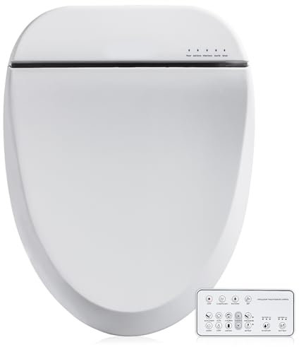 ZMJH Sedile WC per bidet, sedile elettrico intelligente riscaldato con chiusura lenta, lavaggio a vortice, asciugatrice calda, lavaggio posteriore e anteriore, acqua calda, telecomando e luce