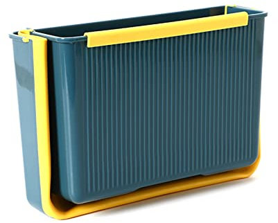 Cubo de Basura Plegable Montado en la Pared Cubos de Basura Montados en la Pared Mini Contenedor de Basura para Gabinete/Dormitorio/baño(Azul)