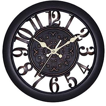 ALEOHALTER Wanduhr für den Außenbereich, geräuschlos, nicht tickend, Metall, dekorativ, zum Aufhängen für Terrasse, Garten, Pool, Zuhause, Büro, Schule, Küche (schwarz)