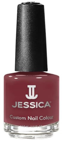 JESSICA Custom Colour Long Lasting Nail Polish, Look Both Ways, 14.8ml | Dark rose crème shade, Chip resistant nail polish, Rich colour with high-gloss finish, Professional nail paint