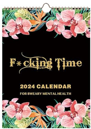 Voihamy Fuckings Time Kalender 2024 | Lustiger Wandkunst Kalender | Sweary Kalender | Neuartiger Monatlicher Familienplaner Kalender | Gag Humor Geschenk Streich Kalender Für Die Heimbüro Dekoration