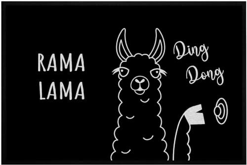 OM3® lustige Fußmatte mit Spruch - Rama Lama Ding Dong Alpaka - für Innen - rutschfest & waschbar - 60x40cm -