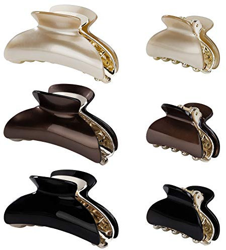 Pinces à Cheveux Antidérapantes Griffe Plastique Crabes à Cheveux en Acrylique Accessoires Grand Petite Mode pour Femmes Filles 6 Pièces
