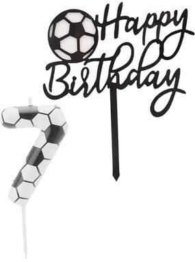Bolosa Geburtstagskerzen Zahlen 7, Kerze 7. Geburtstag, Fußball, Kinder, für Torte, Birthday Candles, Mit Tortendeko, Weiß Und Schwarz