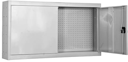Simon Rack Werkzeugschrank, Werkzeugkasten aus Metall, 650 x 500 x 275 mm, inkl. Schlüssel, 1 Regal, weiß - Cabinet Tool