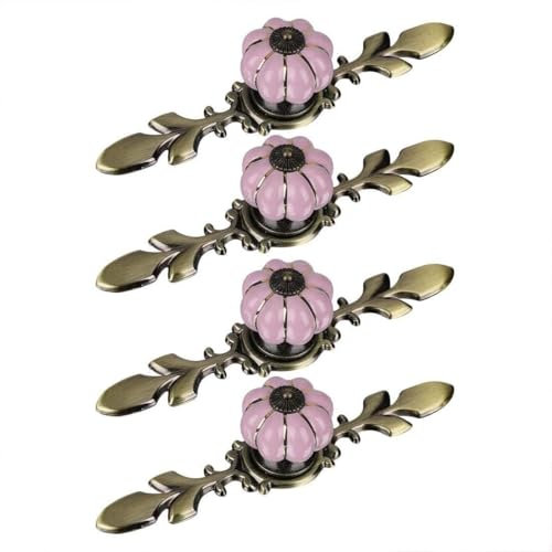 AUNANGLJSCS Pomos para cajones y armarios 4 pomos de cerámica Vintage for cajón, Tirador for Muebles, armarios de Cocina, armarios, tocadores, Decorativos.(Pink)