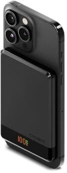 Cygnett MagSlim Magnetic Wireless Power Bank 5,000mAh Black – 112 g Ultra-Light Wireless & USB-C Fast Charger for iPhone 16/15/14/13, MagSafe Compatible
