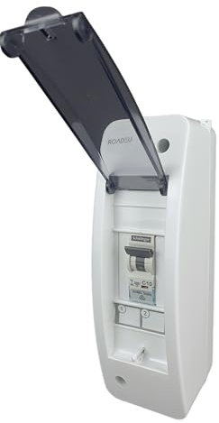 RoadEu - Interruttore di protezione linea, distributore di corrente C10A 1P 230V – interruttore, scatola fusibili, distributore a parete