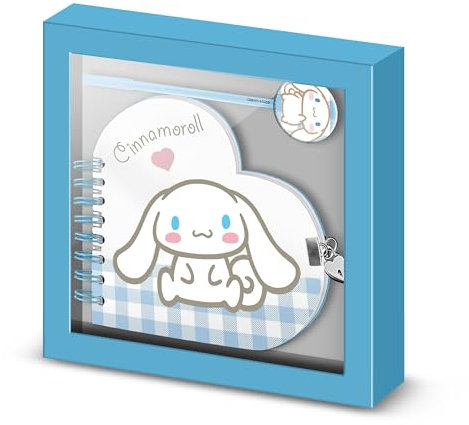 Sanrio Cinnamoroll Vichy-Herz Tagebuch + Stift, Mehrfarbig