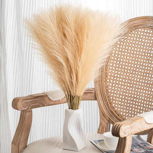 Leuyuee 30PCS Weißes Pampasgras - 55cm Faux Pampasgras Dekoration, trockenblumen künstliches hohes für Hochzeit Blumenarrangement, Party Dekoration, Weihnachten und Haus Dekoration (Champagner)