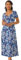 Roman Originals Floral Print Dress for Women UK Ladies Sweetheart Neck Ruched Midi Maxi Long Length Short Sleeve Flattering Casual Summer Spring Party Evening Going Out - Petite Blue - Size 10