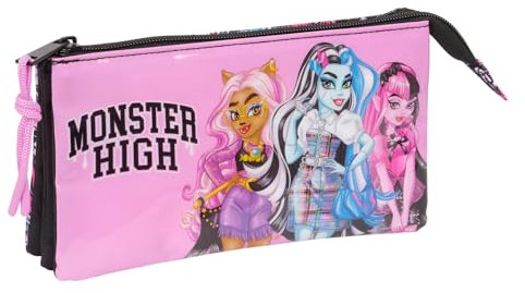 safta Monster High Drama, Federmäppchen für Kinder, ideal für Kinder im Schulalter, bequem und vielseitig, Qualität und Widerstandsfähigkeit, 22 x 3 x 12 cm, bunt, M, Casual