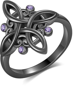 Hexenknoten Ring 925 Sterling Silber Nudo de Bruja Original Schwarzer Hexenknoten Ringe Hexenschmuck Geschenke für Frauen Größe 17.25