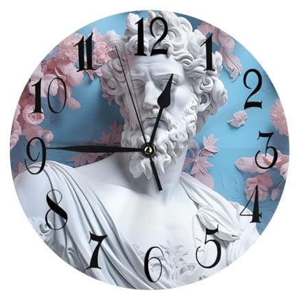 Kaifanee Orologio da parete a batteria, 25,4 cm, scultura in gesso bianco, senza ticchettio, silenzioso, orologio da scrivania per soggiorno e camera da letto