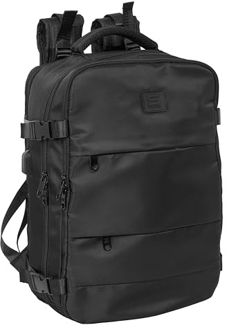 safta Kabinenreiserucksack für 39,6 cm (15,6 Zoll) Laptop, ideal für Jugendliche verschiedener Altersgruppen, bequem und vielseitig, Qualität und Widerstandsfähigkeit, 29 x 19 x 44 cm, Schwarz, M