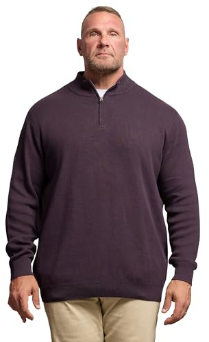 BadRhino Big & Tall Plum Milano Quarter Zip Jumper - Men's - Plus Size Curve Purple
