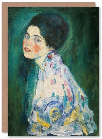 Artery8 Gustav Klimt Art Card Portrait of a Lady in Floral Dress