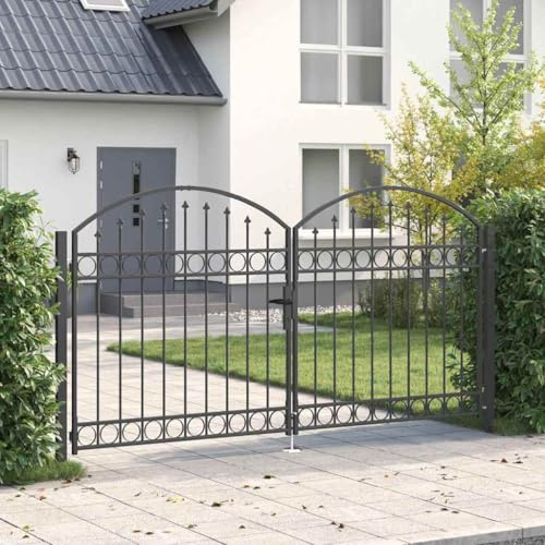 Massbinet Gartentor Doppelflügel Gartentore U-Design Grau 300 x 150 cm
