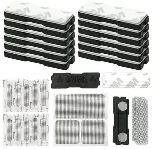 Imanes para Mosquiteras Ventanas, 16 Unidades, Autoadhesivos, Sin Taladrar | Clips Imanes para Mosquiteras con 3 Cinta Mosquitera para Mosquitera, Estores Opacos, Placa Identificación Magnética
