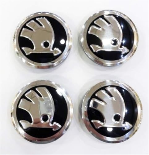 Rad-Emblem-Abzeichen-Logo-Aufkleber, Wasserdicht, Staubdicht, Rostfrei, Auto-Radnabenkappen, Compatible für Skoda Fabia, Octavia, Superb, Yeti 4 x65 mm