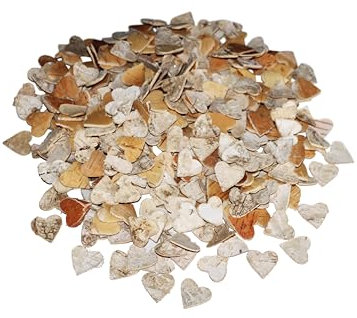 RiloStore 200 STK Birkenherzen Natur 2,5cm Herzen aus Birkenrinde Streuteile Dekoherzen Tischdekoration Streu Herzen Holz Streuherzen Hochzeit Landhaus Natur Holzherzen