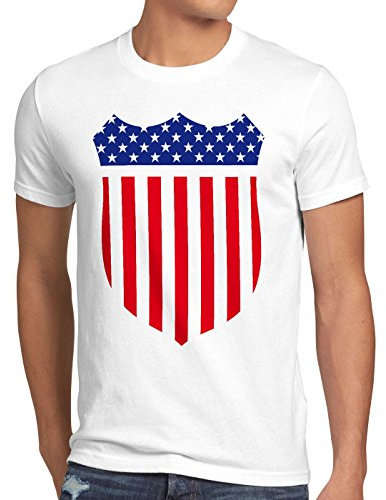 style3 USA Amerika Medal Medaille Wappen Flagge Herren T-Shirt, Größe:L;Farbe:Weiß
