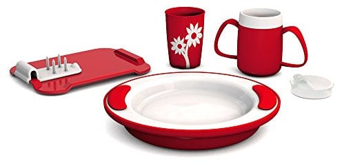 Ornamin Demenz-Set Thermo 6-teilig | Hilfsmittel zur Unterstützung von selbstständigem Essen und Trinken | Melamin, Speise-Set, Spezial-Esshilfen und Trinkhilfen, Senioren-Hilfsmittel, Pflege-Geschirr