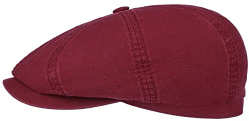 Stetson Hatteras Ballonmütze aus Bio-Baumwolle Herren - Nachhaltige Baumwollcap - Flatcap mit UV-Schutz 40 - Schiebermütze - Flat Cap Frühjahr/Sommer Bordeaux S (54-55 cm)