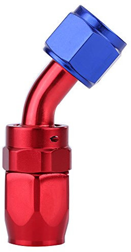AN8 Adattatore tubo flessibile lato tubo raccordo girevole radiatore olio colore blu e rosso anodizzato(45°) adatto per raccordi an8
