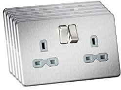 Knightsbridge SFR9000BCG Enchufe Doble de 13 A, Cromo Cepillado