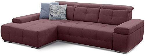 Cavadore Ecksofa Mistrel mit Schlaffunktion, L-Form Sofa mit leichter Fleckentfernung dank Soft Clean, geeignet für Haushalte mit Kindern, Haustieren, 273 x 77 x 173, rot