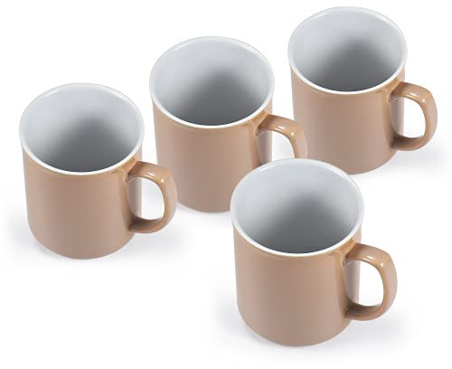 4 x Teetasse Chelsea Kaffeebecher Teebecher Coffee Mug Becher Tasse Kaffeetasse Set aus Porzellan 300ml (Sand)
