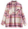 YMING Donna Vintage Manica Lunga Camicia da Boscaiolo Cotone A Quadri Giacca retrò Fidanzato Camicia A Quadri Camicetta F-Rosa L