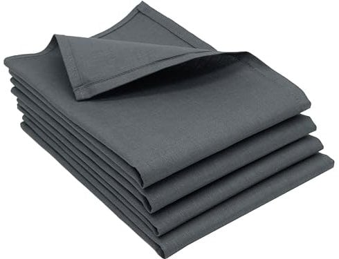 ZOLLNER 4er Set Geschirrtücher, Küchentücher, 50x70 cm, Halbleinen, anthrazit