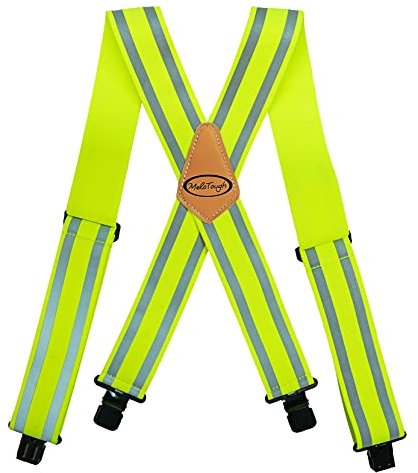 MELOTOUGH Herren-Hosenträger, reflektierende Sicherheitsgurte mit reflektierenden Streifen, hohe Sichtbarkeit, voll elastisch und Hosenträger für Werkzeuggürtel (Limettengrün), grün