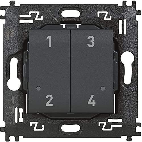BTICINO Comando 4 Scenari Livinglight L4575CW, Comando Centralizzato per Luci, Tapparelle e Prese Smart, Interruttore WiFi con Batteria, Superficiale, Controllo da Remoto, Automazioni, Smart Home